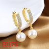 1 Pair Elegant Streetwear U Shape Round Inlay Copper Artificial Pearls Zircon Drop Earrings