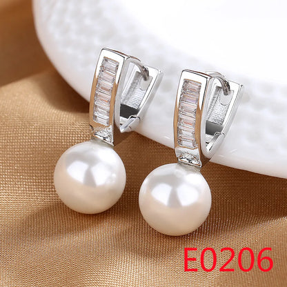 1 Pair Elegant Streetwear U Shape Round Inlay Copper Artificial Pearls Zircon Drop Earrings