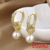 1 Pair Elegant Streetwear U Shape Round Inlay Copper Artificial Pearls Zircon Drop Earrings