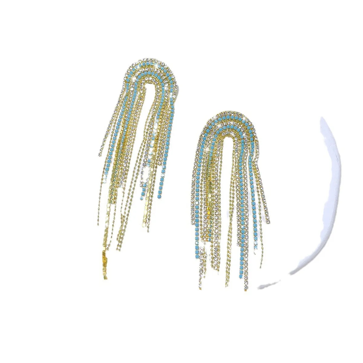 1 Pair Elegant Streetwear U Shape Tassel Inlay Copper Zircon Drop Earrings