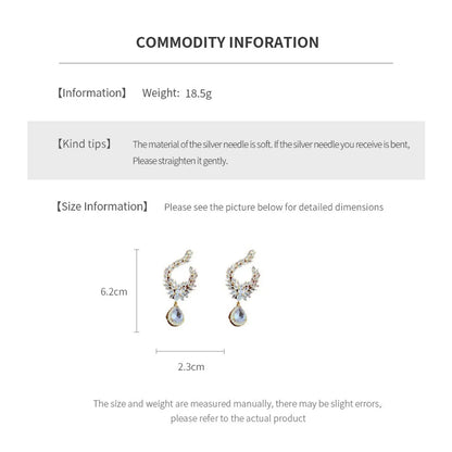 1 Pair Elegant Streetwear Water Droplets Plating Hollow Out Inlay Alloy Rhinestones Drop Earrings