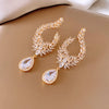 1 Pair Elegant Streetwear Water Droplets Plating Hollow Out Inlay Alloy Rhinestones Drop Earrings