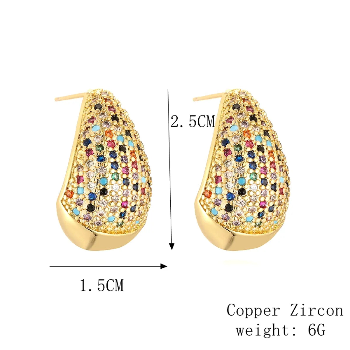 1 Pair Elegant Streetwear Water Droplets Plating Inlay Copper Zircon Gold Plated Ear Studs