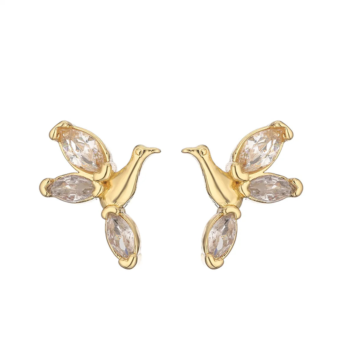 1 Pair Elegant Streetwear Water Droplets Snake Plating Inlay Copper Zircon Gold Plated Ear Studs