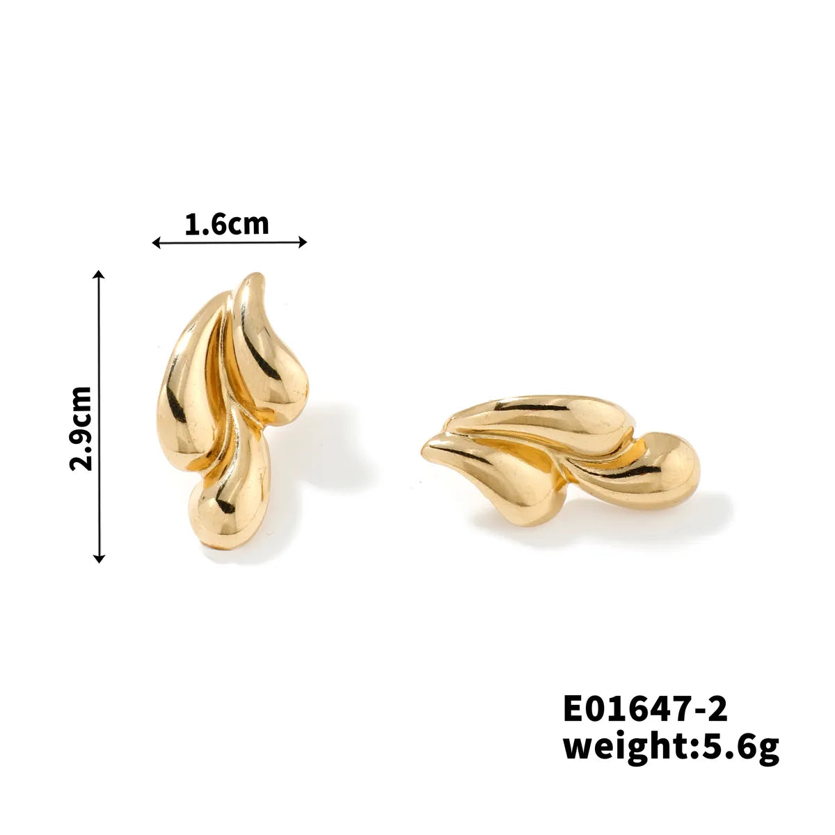 1 Pair Elegant Streetwear Water Droplets Three-Dimensional 304 Stainless Steel K Gold Plated Rhodium Plated Ear Studs