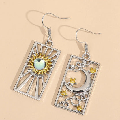 1 Pair Elegant Sun Moon Alloy Drop Earrings