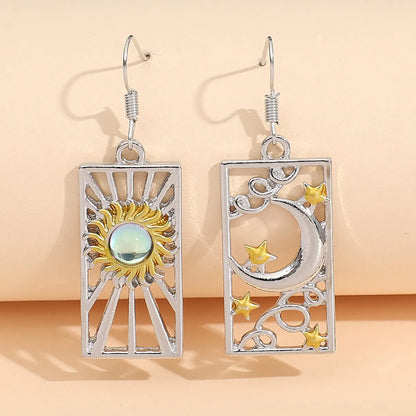 1 Pair Elegant Sun Moon Alloy Drop Earrings