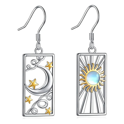 1 Pair Elegant Sun Moon Alloy Drop Earrings