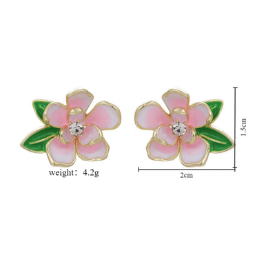 1 Pair Elegant Sweet Artistic Flower Enamel Inlay Alloy Rhinestones Ear Studs