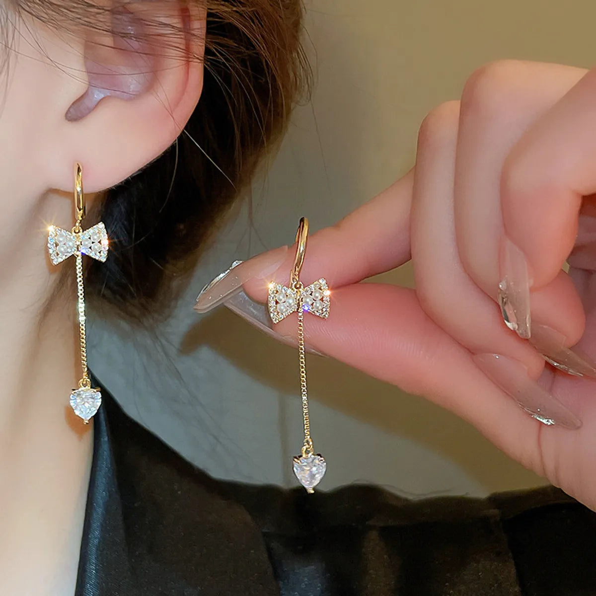 1 Pair Elegant Sweet Bow Knot Alloy Drop Earrings