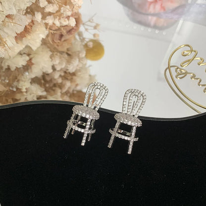 1 Pair Elegant Sweet Chair Plating Inlay Copper Zircon Ear Studs