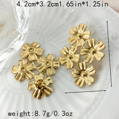 1 Pair Elegant Sweet Classic Style Flower Enamel Plating 304 Stainless Steel 14K Gold Plated Hoop Earrings Ear Studs