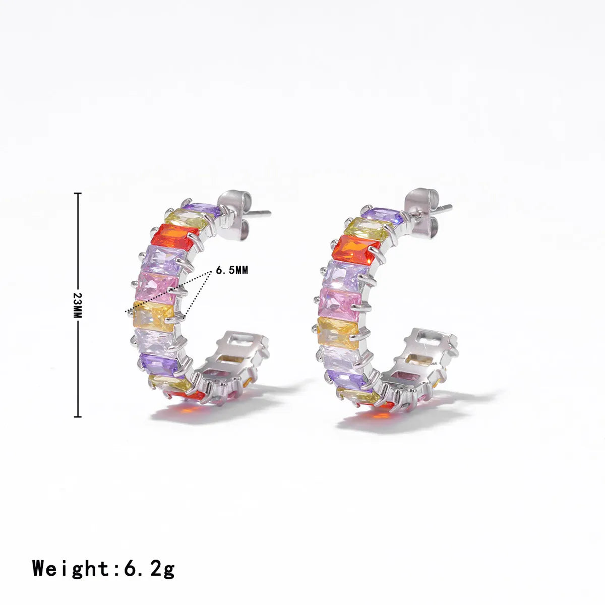 1 Pair Elegant Sweet Commute C Shape Inlay 304 Stainless Steel Zircon White Gold Plated Gold Plated Ear Studs