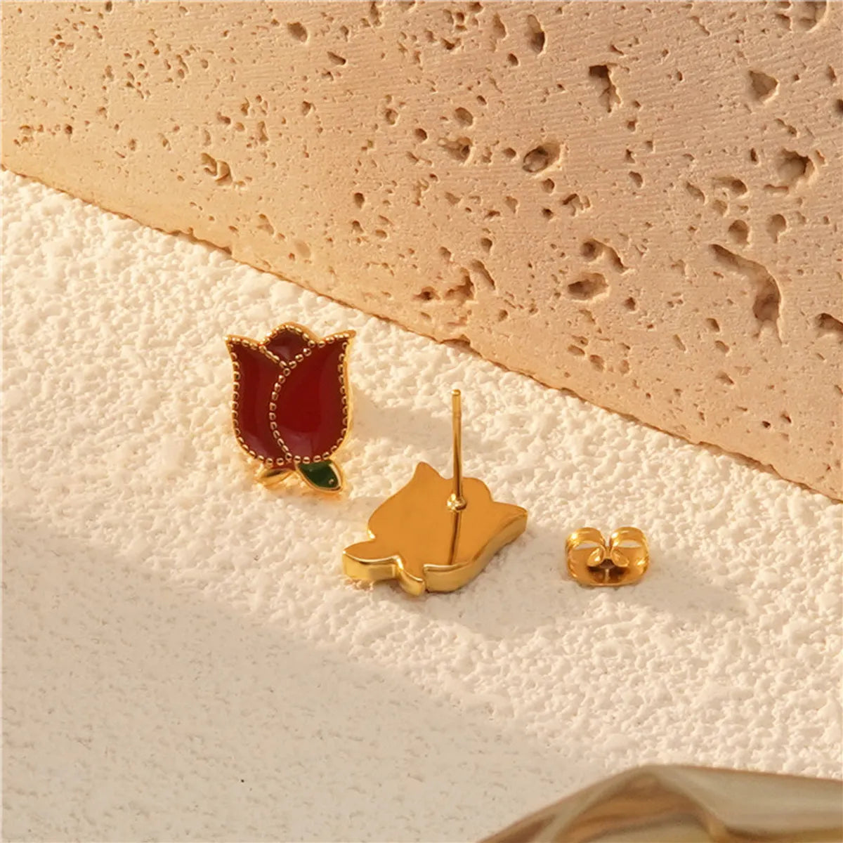 1 Pair Elegant Sweet Commute Flower Tulip 304 Stainless Steel 18K Gold Plated Ear Studs