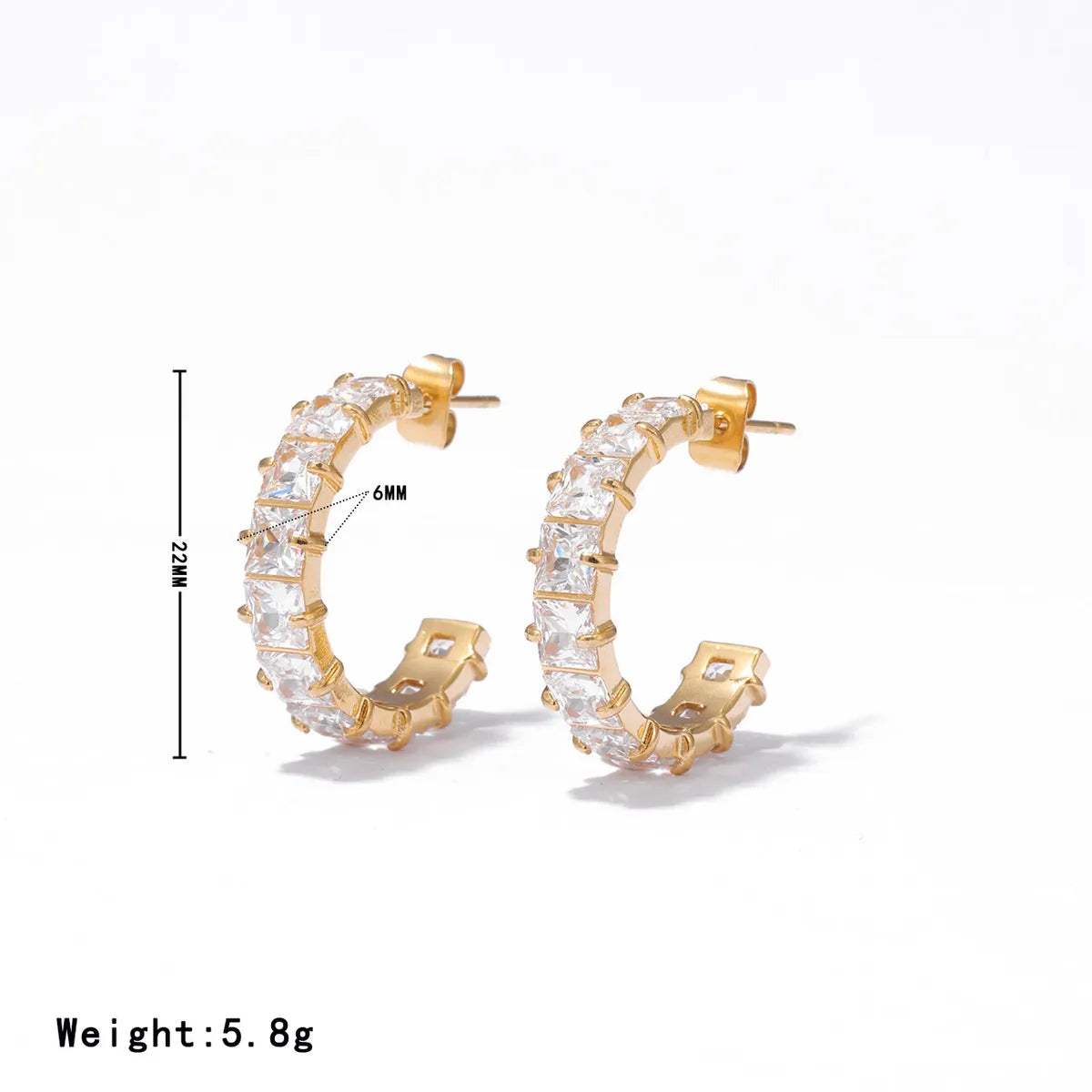 1 Pair Elegant Sweet Commute Geometric Plating 304 Stainless Steel Zircon White Gold Plated Gold Plated Earrings