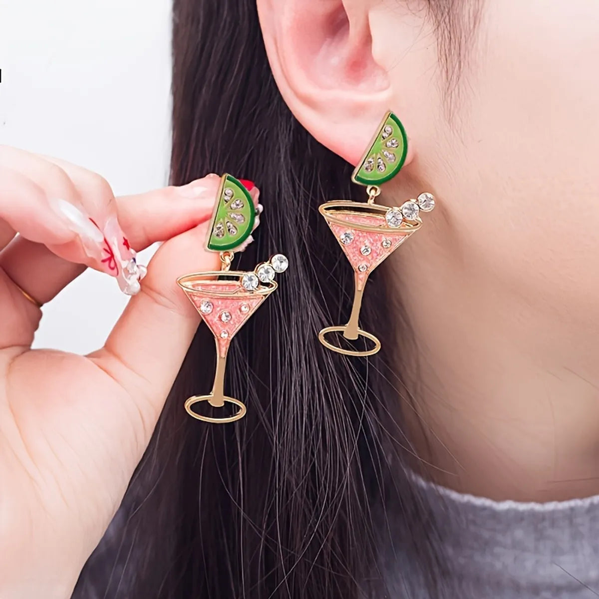 1 Pair Elegant Sweet Cup Drink Cup Arylic Alloy Drop Earrings