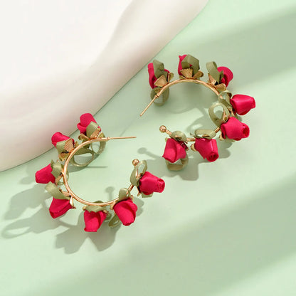 1 Pair Elegant Sweet Flower Alloy Ear Studs