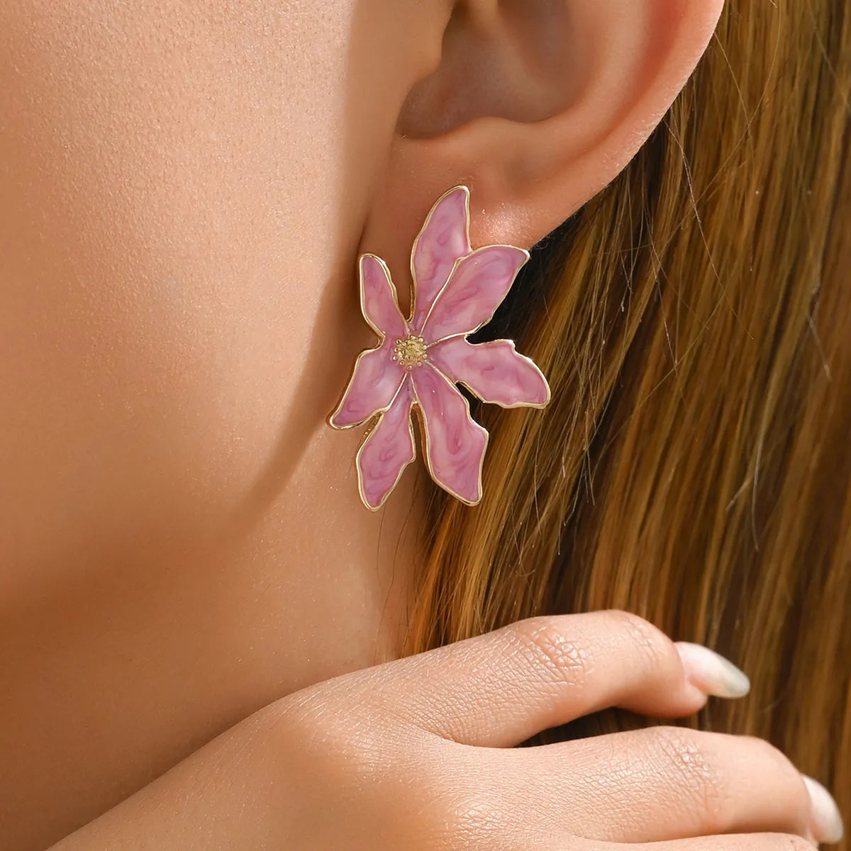 1 Pair Elegant Sweet Flower Alloy Zinc Ear Studs