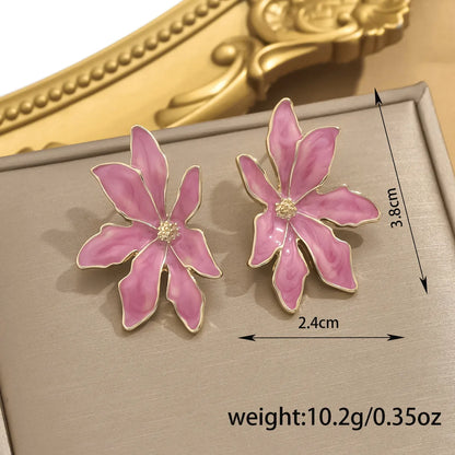 1 Pair Elegant Sweet Flower Alloy Zinc Ear Studs