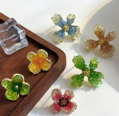 1 Pair Elegant Sweet Flower Artificial Crystal Ear Studs