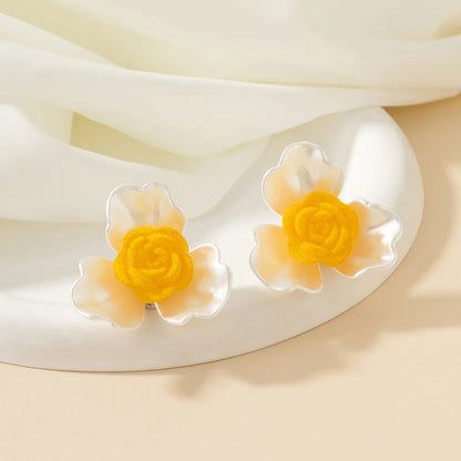 1 Pair Elegant Sweet Flower Arylic Ear Studs