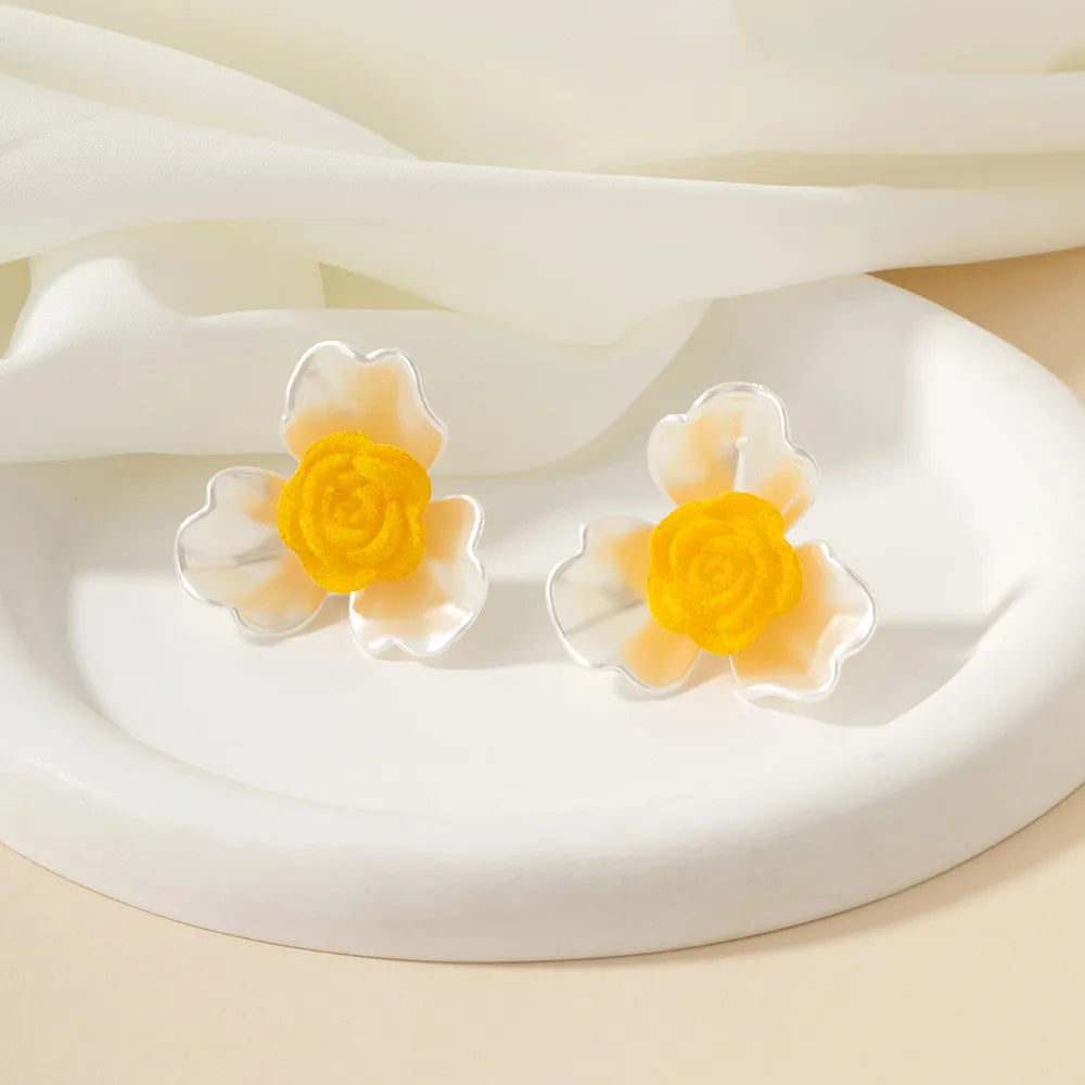 1 Pair Elegant Sweet Flower Arylic Ear Studs