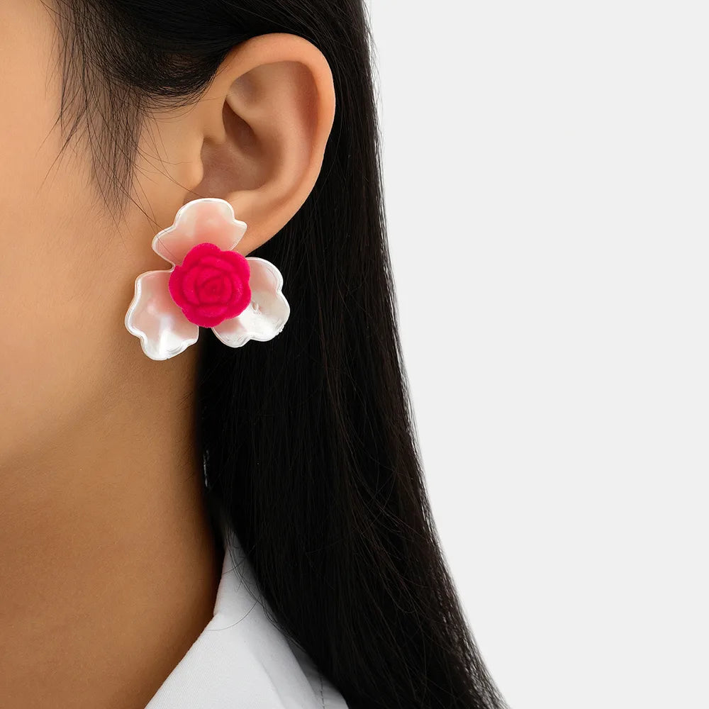 1 Pair Elegant Sweet Flower Arylic Ear Studs