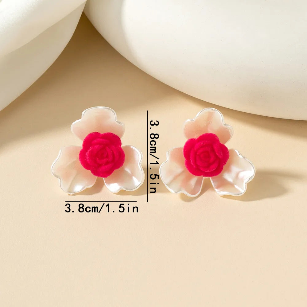 1 Pair Elegant Sweet Flower Arylic Ear Studs