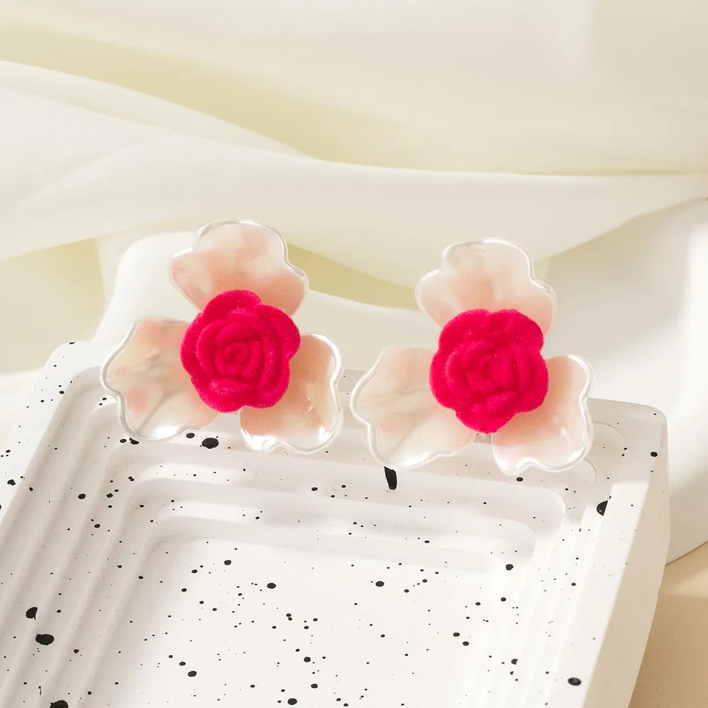 1 Pair Elegant Sweet Flower Arylic Ear Studs