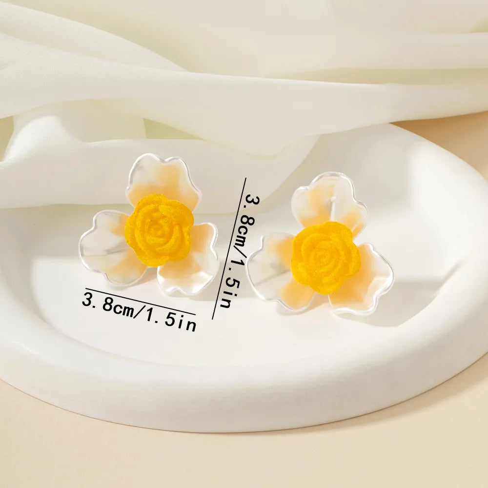 1 Pair Elegant Sweet Flower Arylic Ear Studs