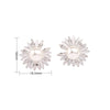 1 Pair Elegant Sweet Flower Inlay Sterling Silver Rhinestones Pearl Gold Plated Ear Studs
