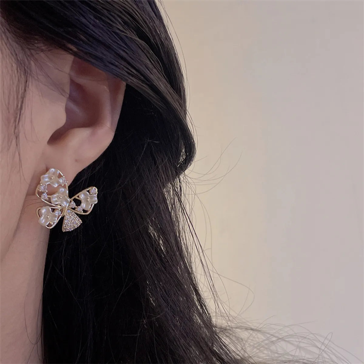 1 Pair Elegant Sweet Flower Plating Inlay Copper Zircon Ear Studs