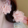 1 Pair Elegant Sweet Flower Tassel Mixed Materials Earrings