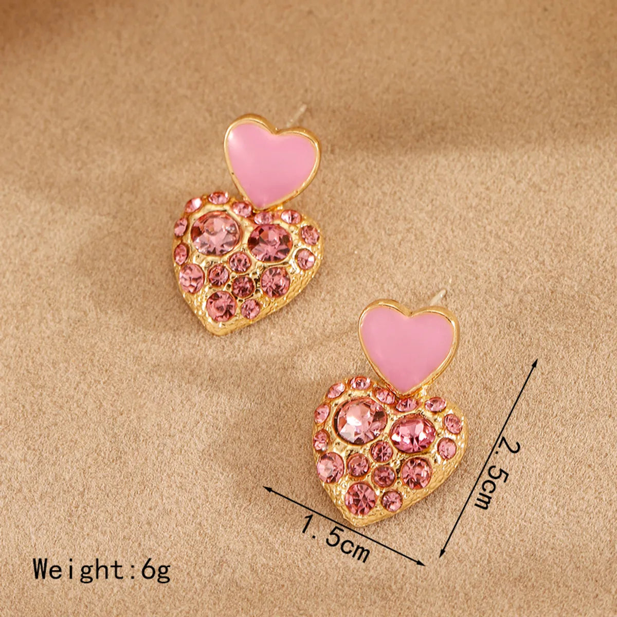 1 Pair Elegant Sweet Heart Shape Inlay Alloy Artificial Rhinestones Drop Earrings