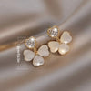 1 Pair Elegant Sweet Heart Shape Petal Inlay Alloy Rhinestones Opal Gold Plated Silver Plated Drop Earrings