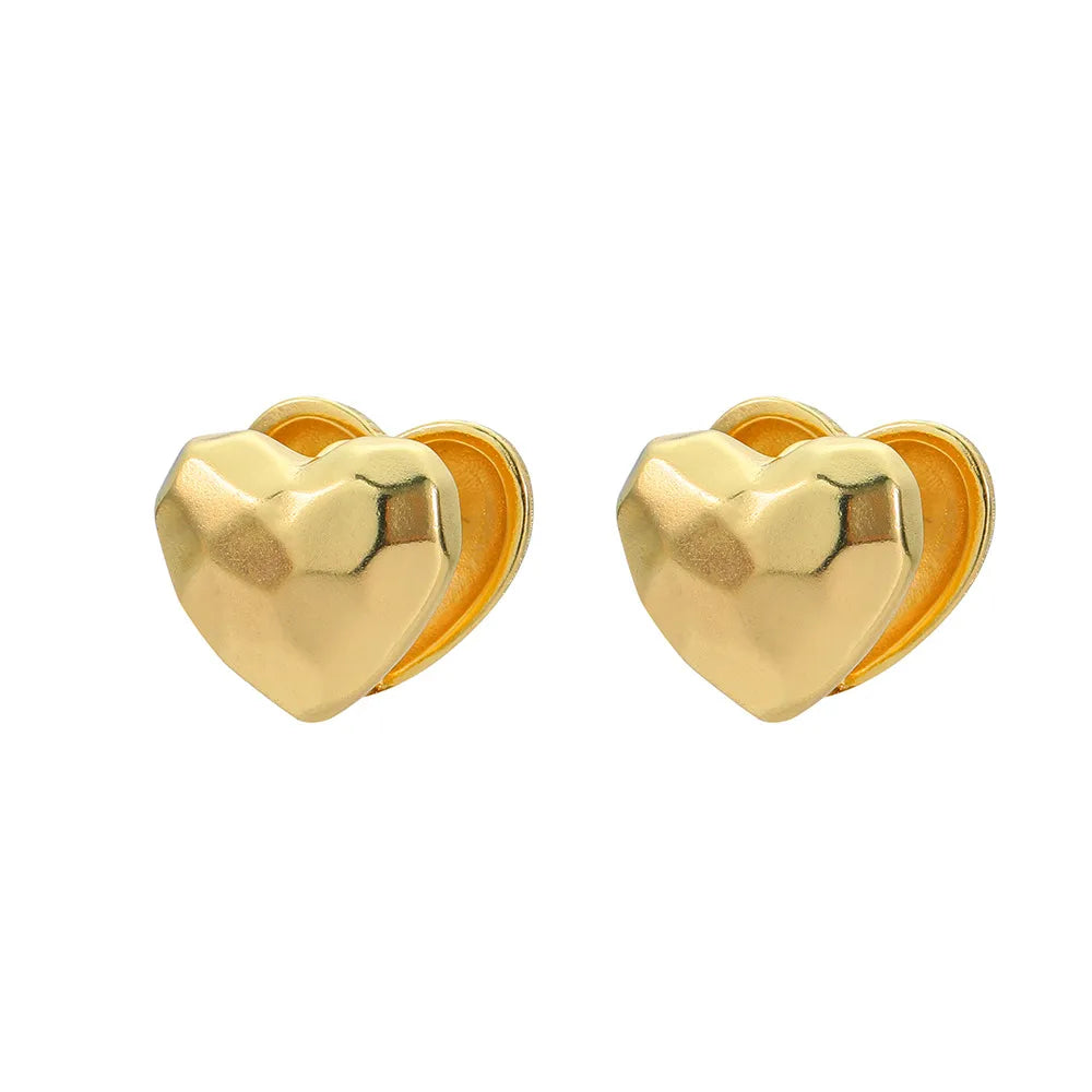 1 Pair Elegant Sweet Heart Shape Plating Copper Ear Studs