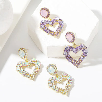 1 Pair Elegant Sweet Heart Shape Plating Imitation Pearl Drop Earrings