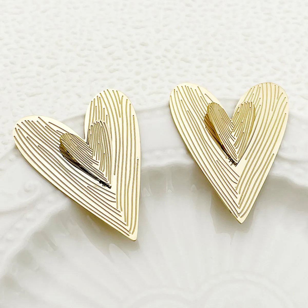 1 Pair Elegant Sweet Heart Shape Plating Stainless Steel Gold Plated Ear Studs