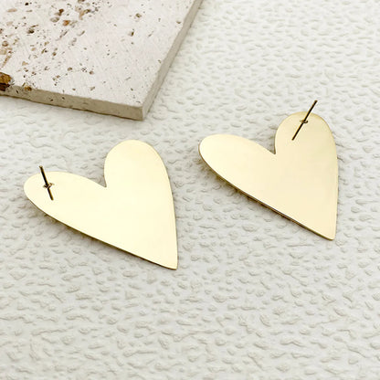 1 Pair Elegant Sweet Heart Shape Plating Stainless Steel Gold Plated Ear Studs