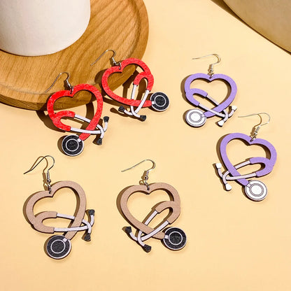 1 Pair Elegant Sweet Heart Shape Plating Wood Ear Hook