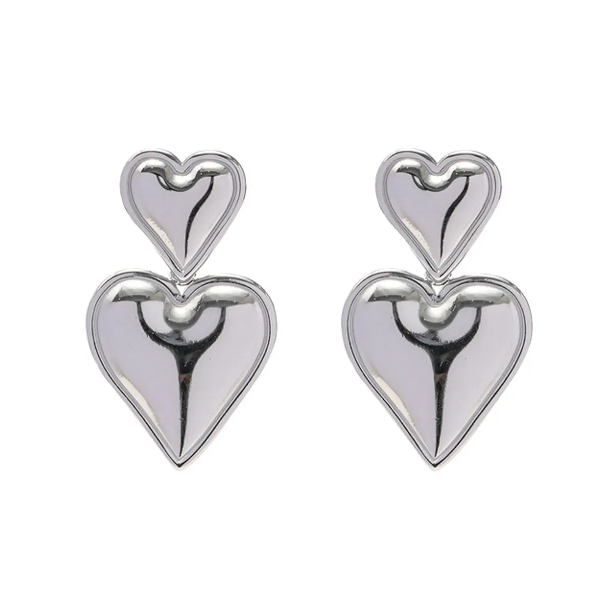 1 Pair Elegant Sweet Heart Shape Titanium Steel Drop Earrings