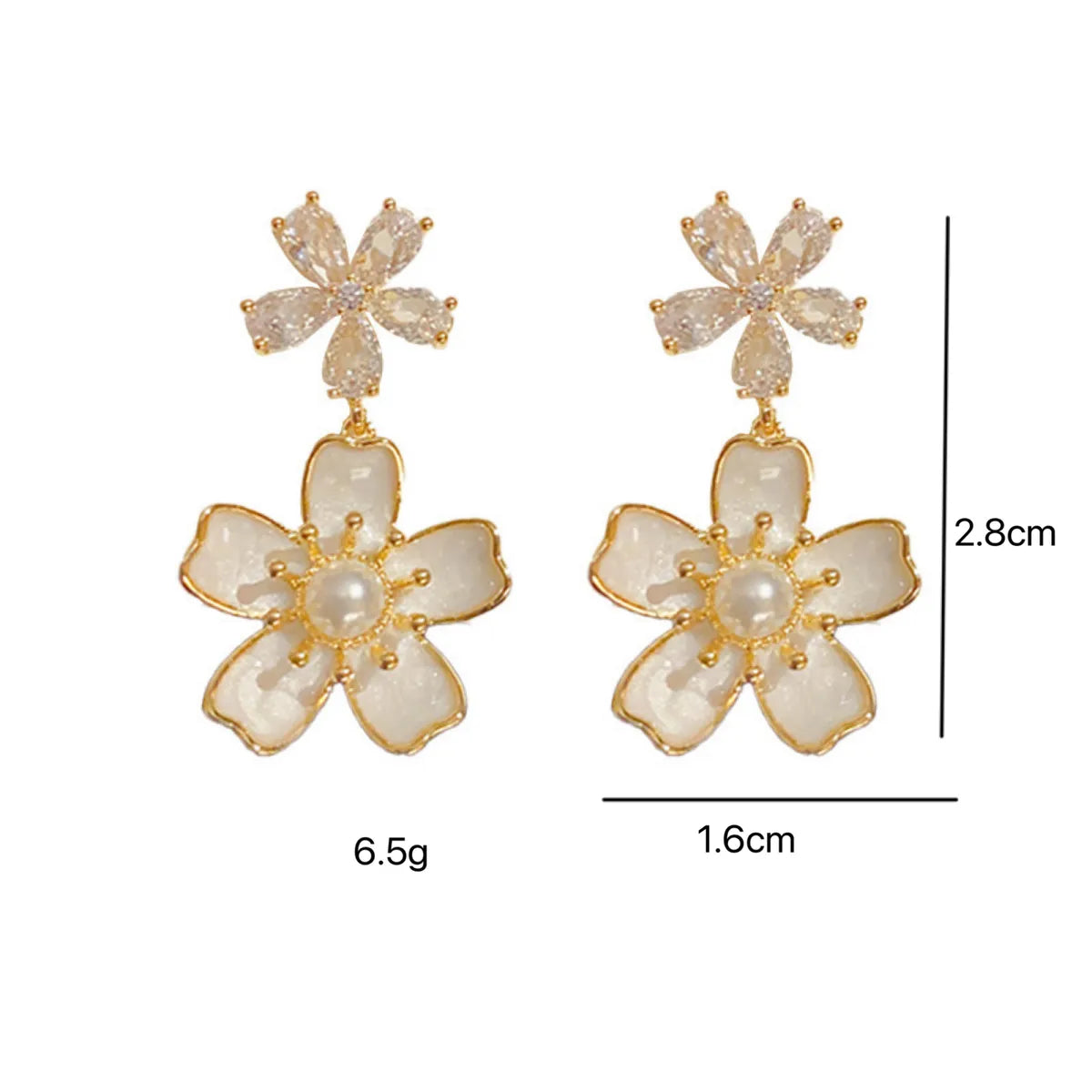 1 Pair Elegant Sweet Korean Style Flower Pearl Plating Flowers Alloy Ear Studs