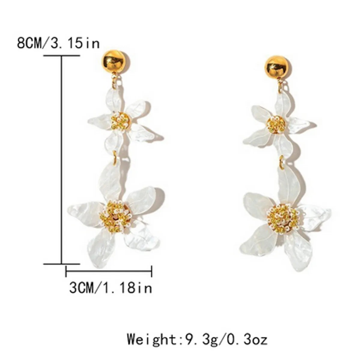 1 Pair Elegant Sweet Korean Style Tassel Flower Plating Inlay 304 Stainless Steel Resin Drop Earrings