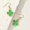 1 Pair Elegant Sweet Pastoral Four Leaf Clover Inlay Arylic Alloy Rhinestones Drop Earrings