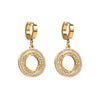 1 Pair Elegant Sweet Round Heart Shape Butterfly Inlay 304 Stainless Steel Rhinestones 18K Gold Plated Drop Earrings