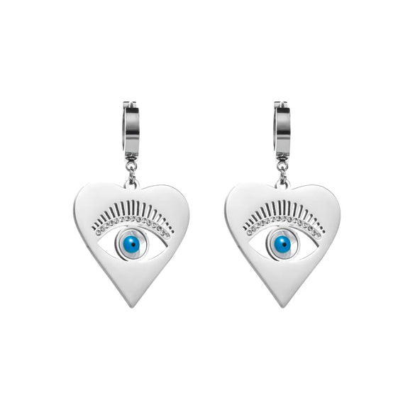 1 Pair Elegant Sweet Round Heart Shape Butterfly Inlay 304 Stainless Steel Rhinestones 18K Gold Plated Drop Earrings