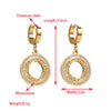 1 Pair Elegant Sweet Round Heart Shape Butterfly Inlay 304 Stainless Steel Rhinestones 18K Gold Plated Drop Earrings