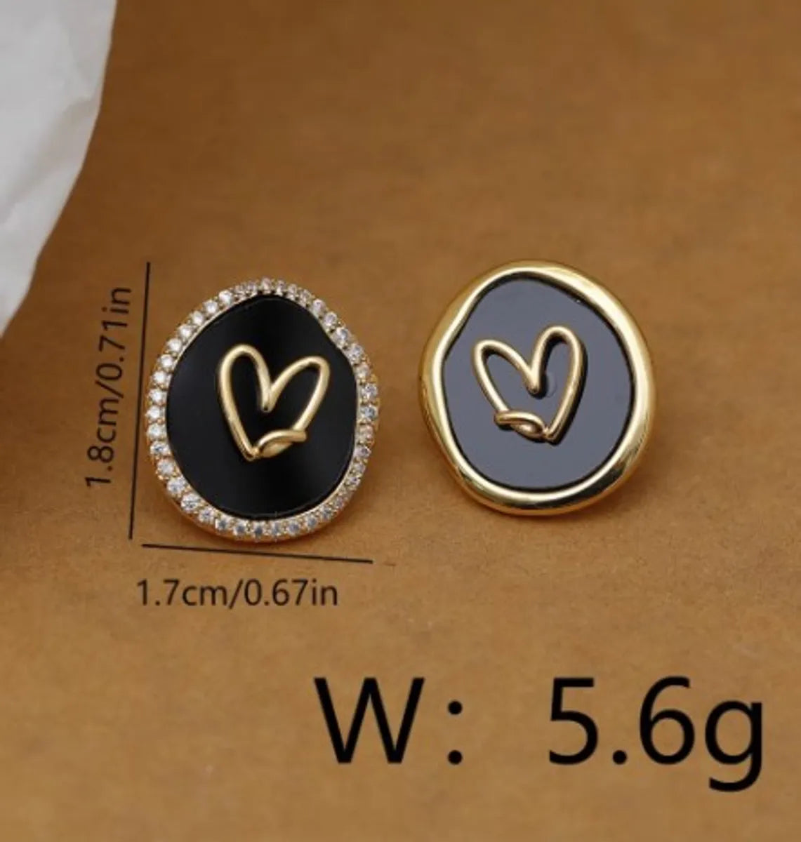 1 Pair Elegant Sweet Round Heart Shape Inlay Copper Zircon 18K Gold Plated Ear Studs