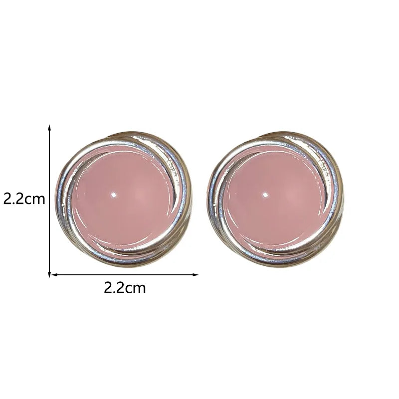 1 Pair Elegant Sweet Round Inlay Resin Resin Ear Studs