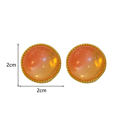 1 Pair Elegant Sweet Round Inlay Resin Resin Ear Studs